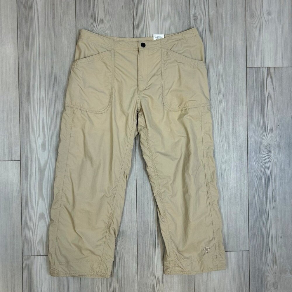 MOUNTAIN HARDWEAR Women OL1153 Khaki Cropped Hiking Capri Pants SZ 8 Zip Pocket
